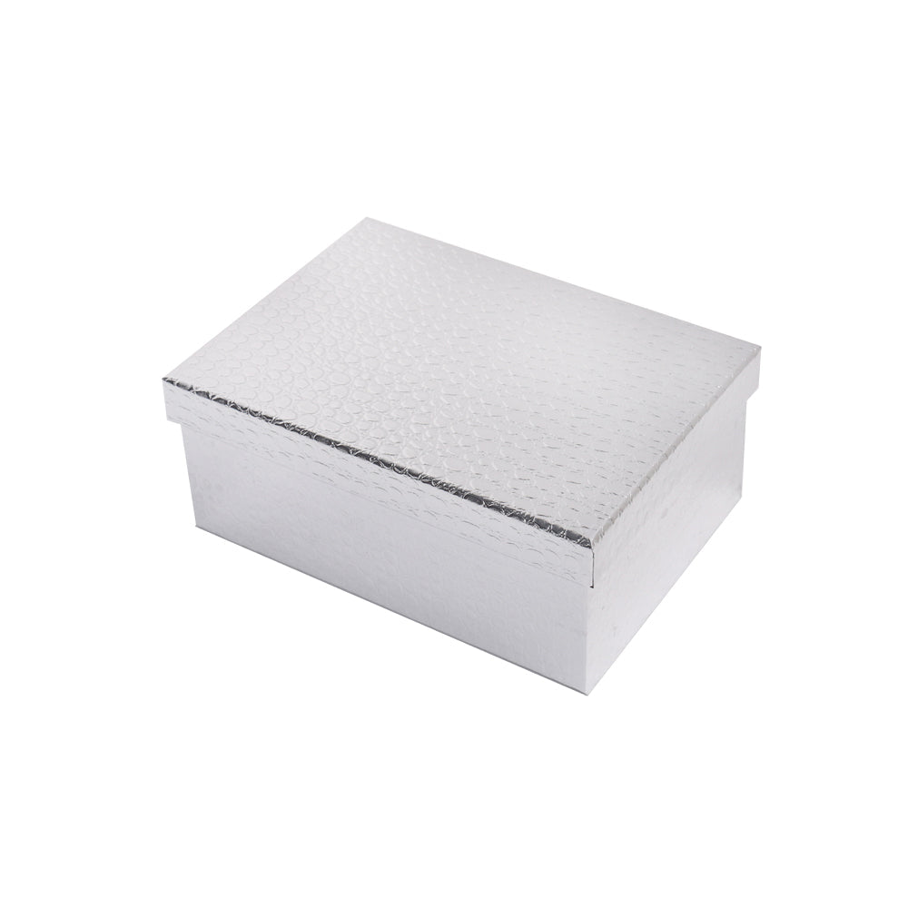 Silver Leather Texture Rectangular Gift Box