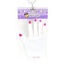 Party Glove(S) in white with pink accents, perfect for themed parties and celebrations.