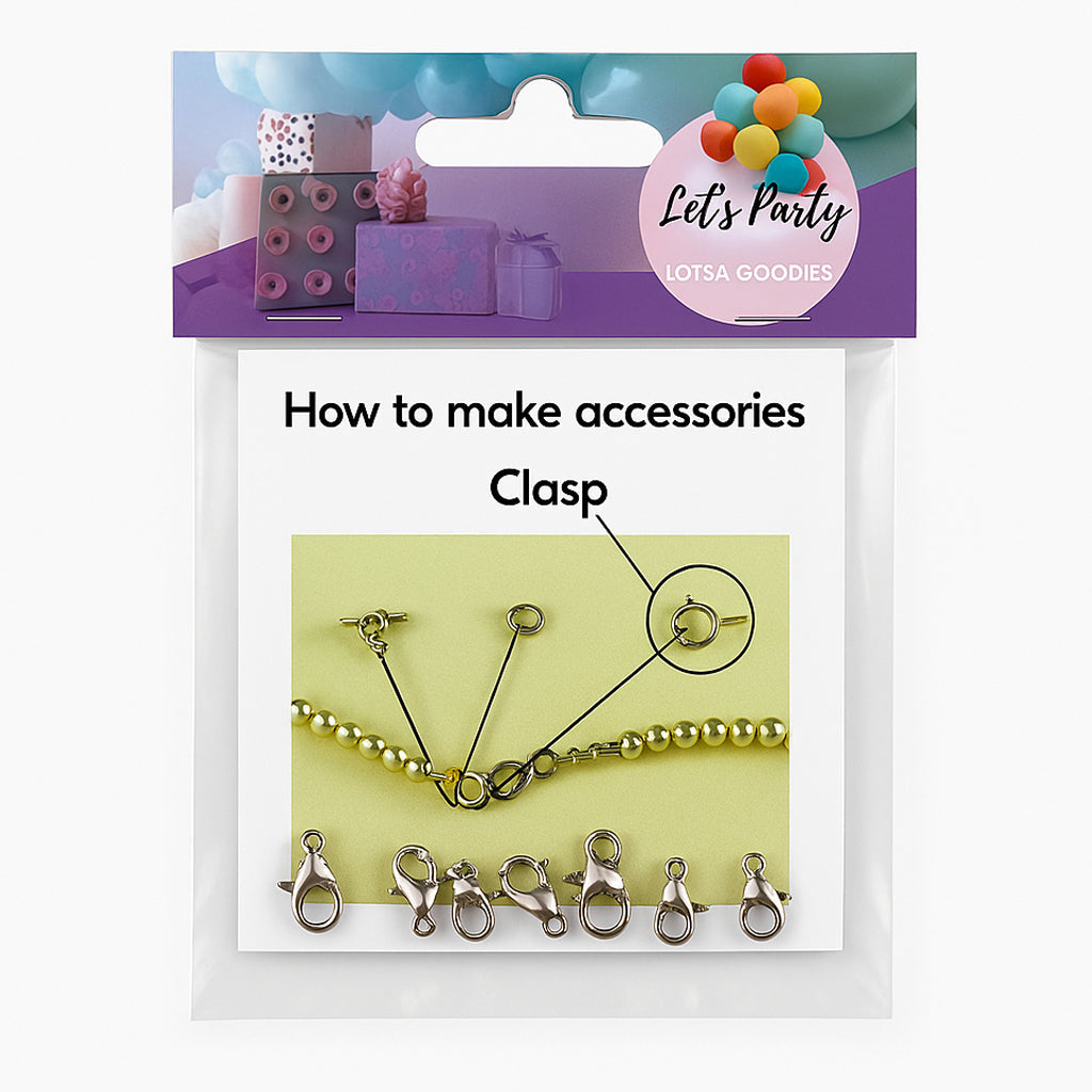 🦞 Lobster Clasps – Jewelry Fasteners for DIY Accessories (Approx. 20pcs) pack with clasp examples for jewelry making.