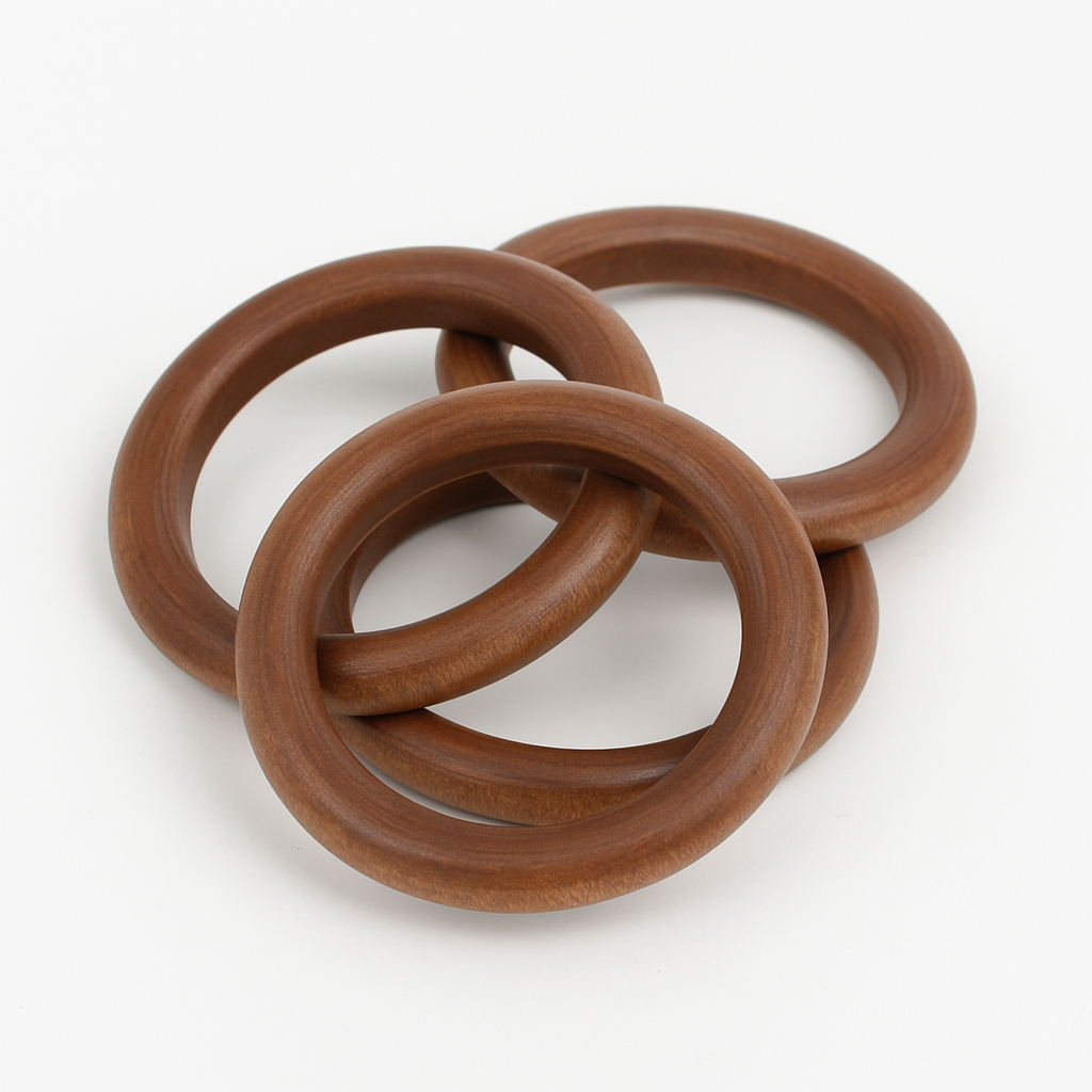 ๐ฟ Wooden Craft Rings โ 6cm Natural Finish (4-Pack) displayed from top view, featuring smooth natural wood texture.