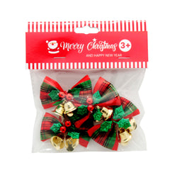 X-mas Ribbon w Bell GR(4PCS) in festive red and green packaging for Christmas decorations