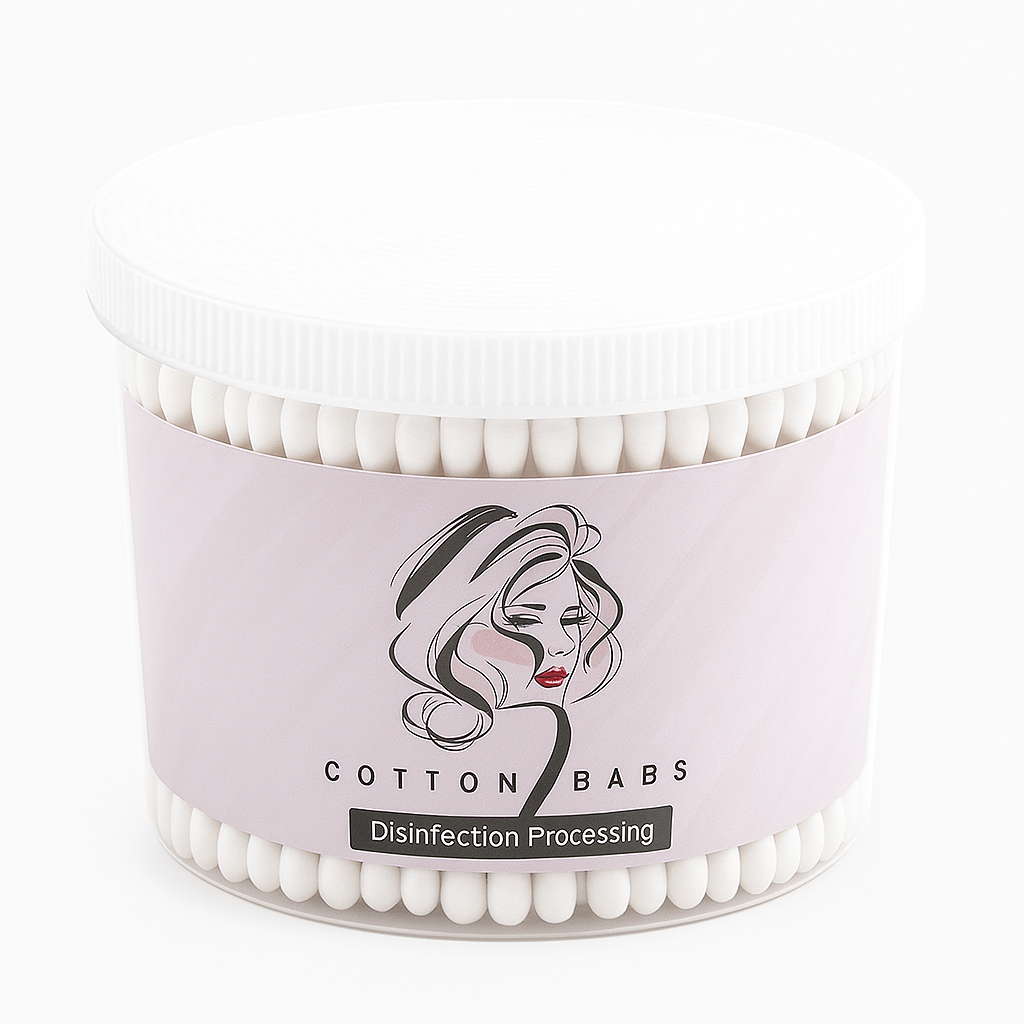 500PCS Cotton Buds – Hygienic & Gentle in a sturdy plastic container with secure lid for safe use