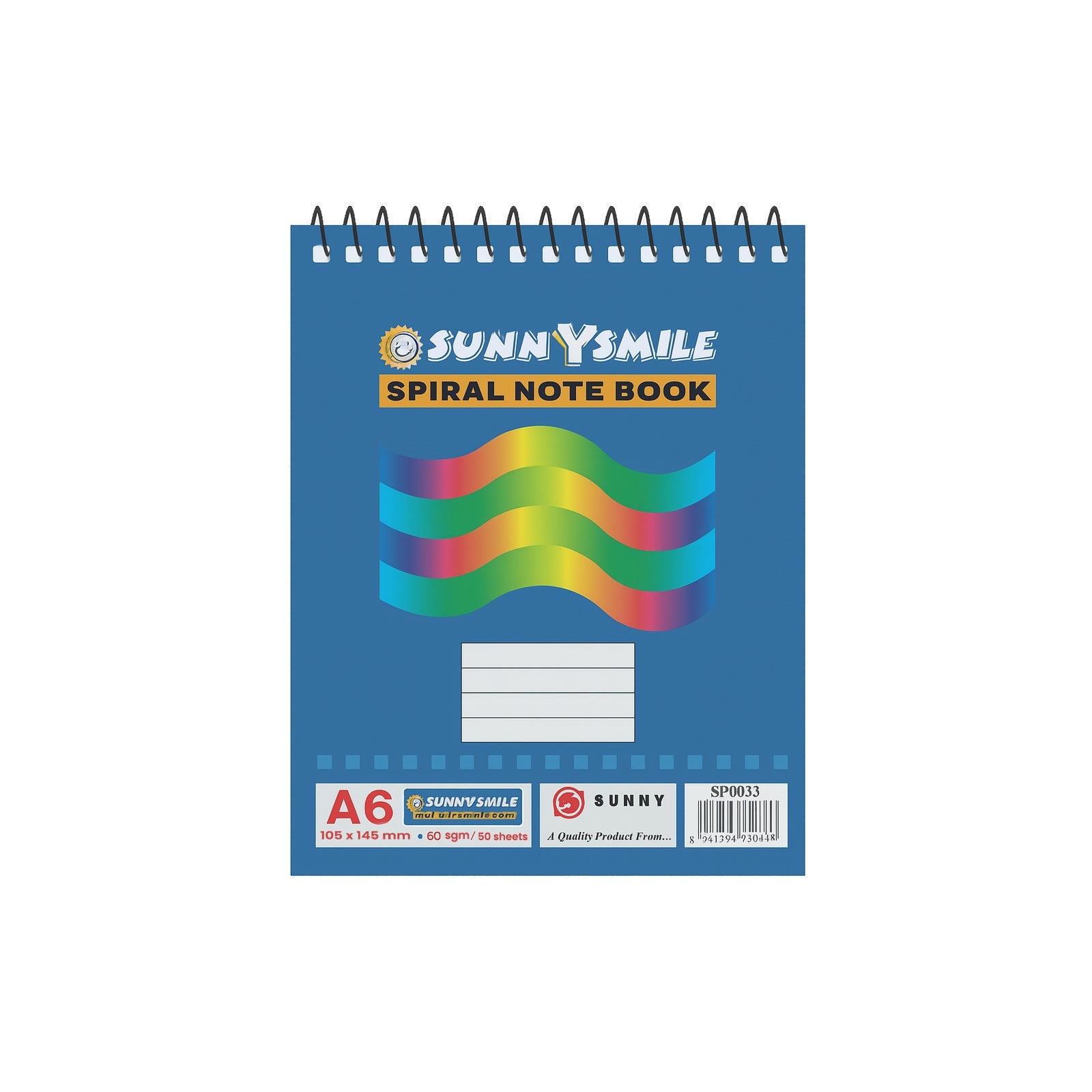 Spiral Note Pad(A6) featuring a colorful design with spiral binding and space for notes.