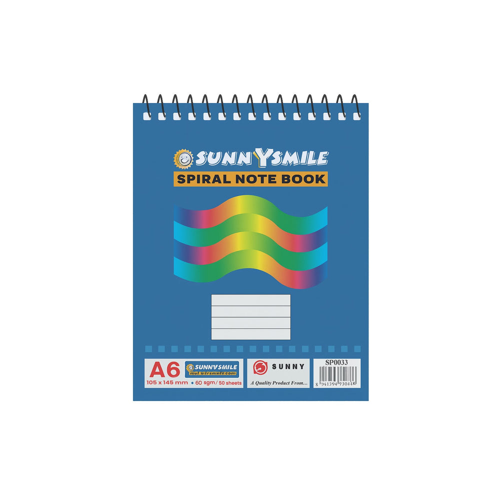 Spiral Note Pad(A6) featuring a colorful design with spiral binding and space for notes.