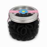 Small Black Hair Ties in Jar – 100 Pack