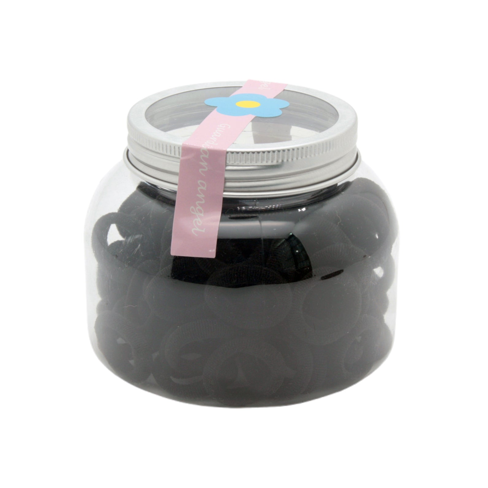 BL Small Hair Tie in Jar(100PCS) featuring soft black mini hair elastics in a reusable jar for easy storage.