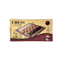 Magnetic Chess set with a folding board, featuring white and black pieces for convenient carrying.