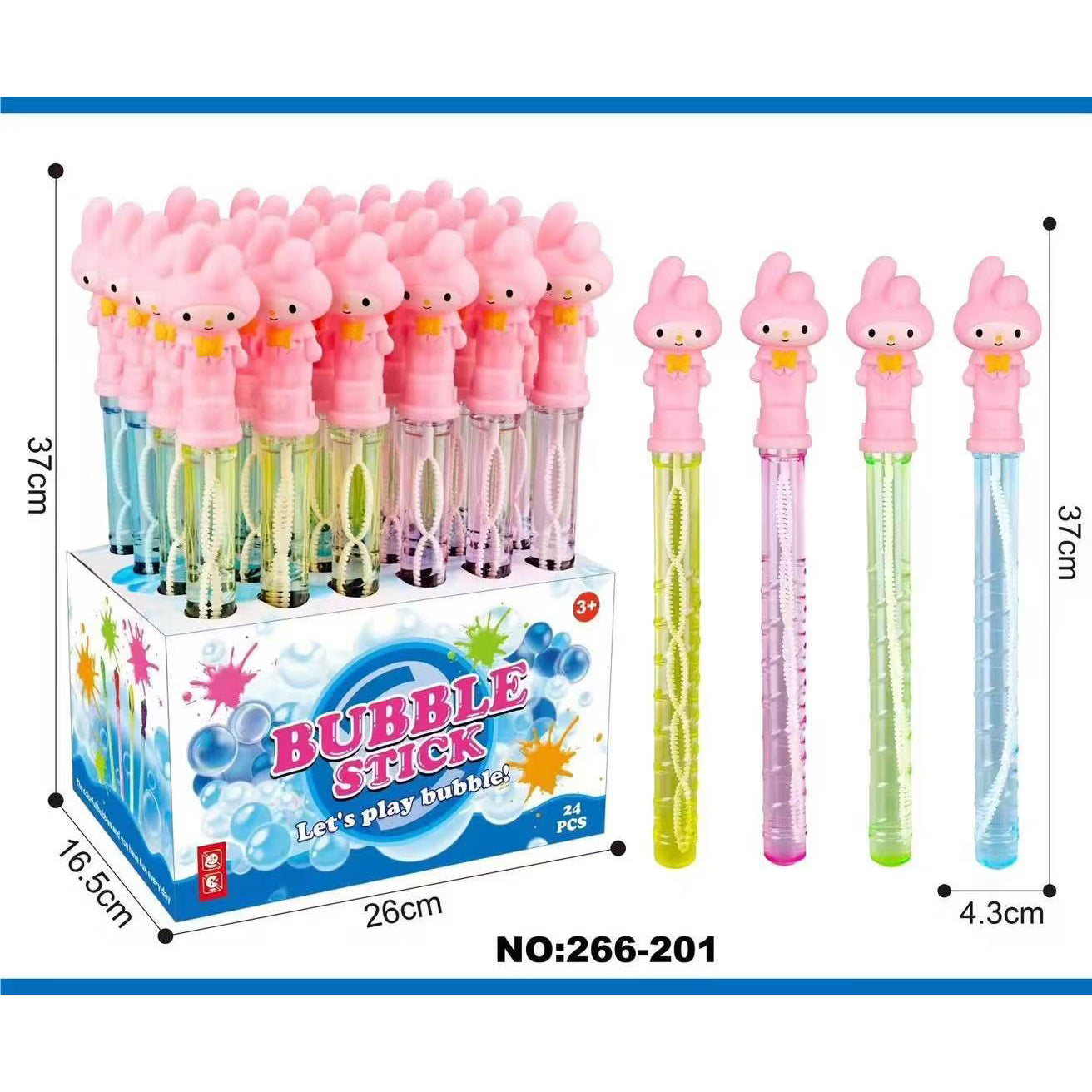 Cute Character Bubble Wand โ 37CM Giant Bubbles in assorted colors, ideal for kids' parties and outdoor fun, 14 pieces.