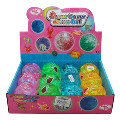 Flashing Bounce Ball display with colorful glitter balls in a fun packaging design.