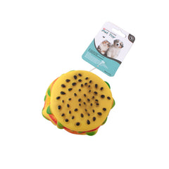 Bright and fun Pet Toy Burger for dogs with vibrant colors and textures, ideal for playtime and chewing.