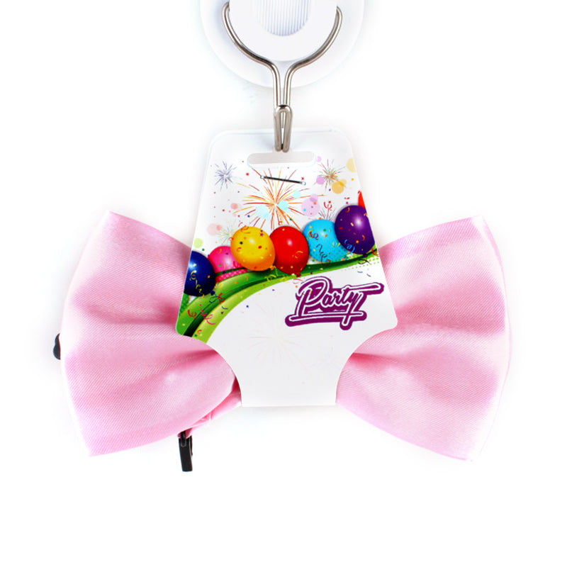 Bow Tie(12.5*7CM) in pink satin, perfect for parties and festive occasions.