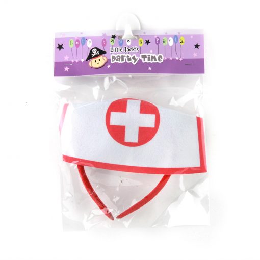 Nurse Hair Band 2B in packaging, featuring a red cross design, perfect for party costumes and dress-up.