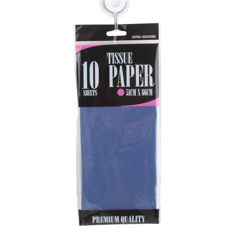 Tissue Paper (20"*26"/51*66CM) 10 Sheets Dark Blue package featuring premium quality dark blue tissue paper.