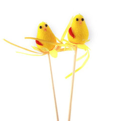 Easter Chicks(2PCS/S) (16*4.5*2CM) - cute yellow decorative chicks on sticks for Easter celebrations.
