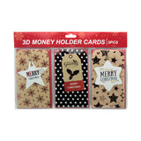 3D Money Tang Card(P16) set of three festive money holder cards with Christmas designs.