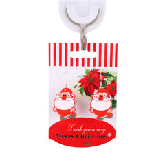 Christmas Flash Earrings – Festive Light-Up Holiday Jewelry featuring Santa design on a festive card.