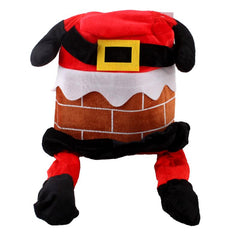 Santa Chimney Hat – Moving Ears Funny Christmas Hat (Interactive Plush) with brick chimney design and soft plush fabric.