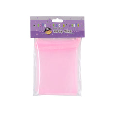 Organza Gift Bags – 4PCS (9×12cm) Drawstring Pouch for Jewelry & Favors in pink packaging.