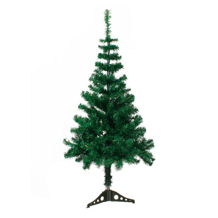 X-mas Tree Green (1.2M) displayed on a sturdy black stand, perfect for holiday decorations.