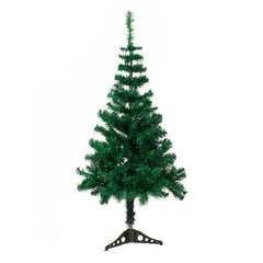 X-mas Tree Green (1.2M) displayed on a sturdy black stand, perfect for holiday decorations.