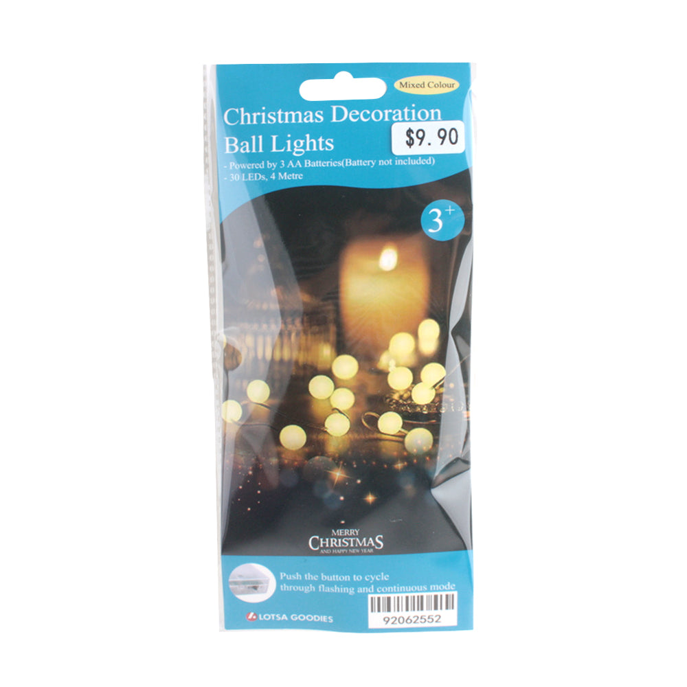 Christmas Decoration Ball Lights(Mixed Colour) packaging showcasing festive lighting options for holiday decorations.