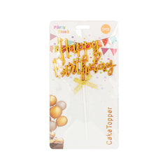 🎂 Birthday Cake Topper featuring a gold "Happy Birthday" banner for festive celebrations.