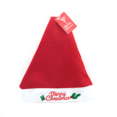 X-mas Santa Hat with Merry Christmas embroidery, perfect for festive celebrations and holiday parties.