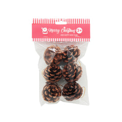 Pine Cone(6PCS) in a clear bag for Christmas decoration and holiday crafts.
