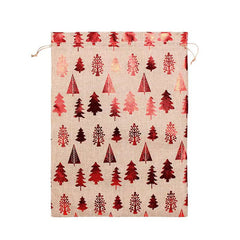 X-mas H.D.Pouch(30*40CM) design featuring festive red trees on a natural burlap background.