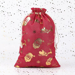 X-mas H.D.Pouch(50*70CM) in festive red with Santa and reindeer designs against a sparkly background.