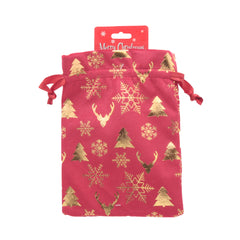 Q.X-mas Pouch(13*18CM) with festive gold patterns and red background, perfect for holiday gifting.
