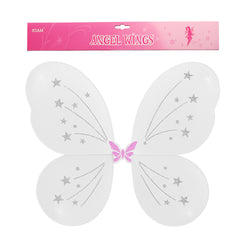 π Angel Wings for Kids β 6 Dreamy Colors!(48*38CM) featuring lightweight white design with sparkly stars and pink accents.
