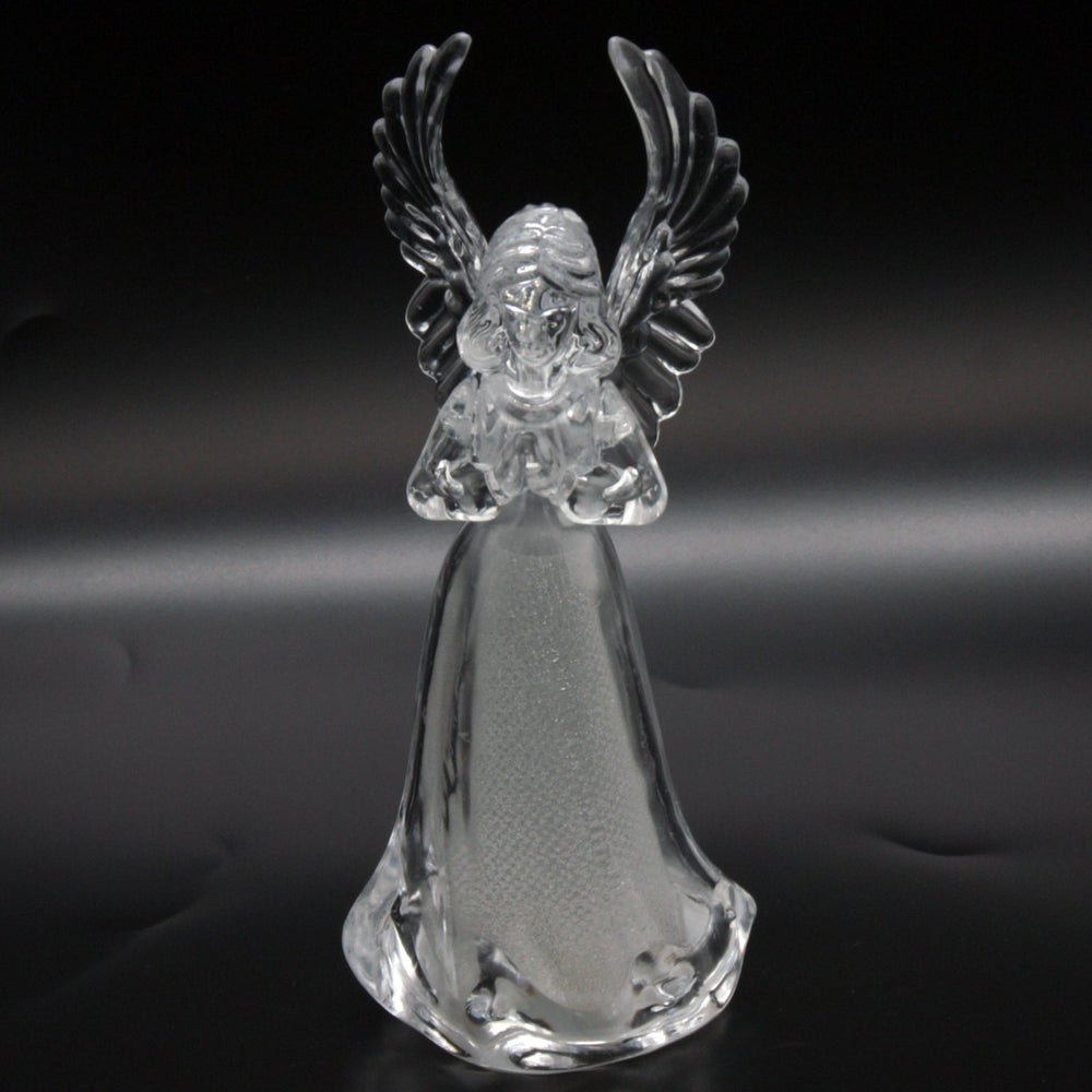 Angel Light Up figurine with clear acrylic design and LED glow, perfect for holiday and spiritual décor.