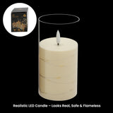 LED wrapped flameless candle 7.5 x 15cm