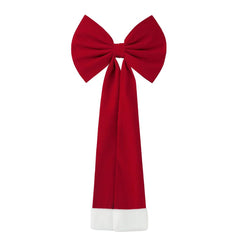 OV Christmas Bow Decoration(40CM*1.8M) in vibrant red with white accents for festive holiday decor.