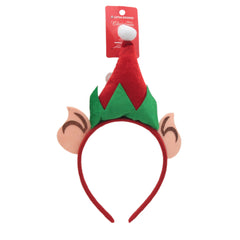 Elf Hat Head Band featuring a festive red and green design with elf ears, perfect for Christmas celebrations.