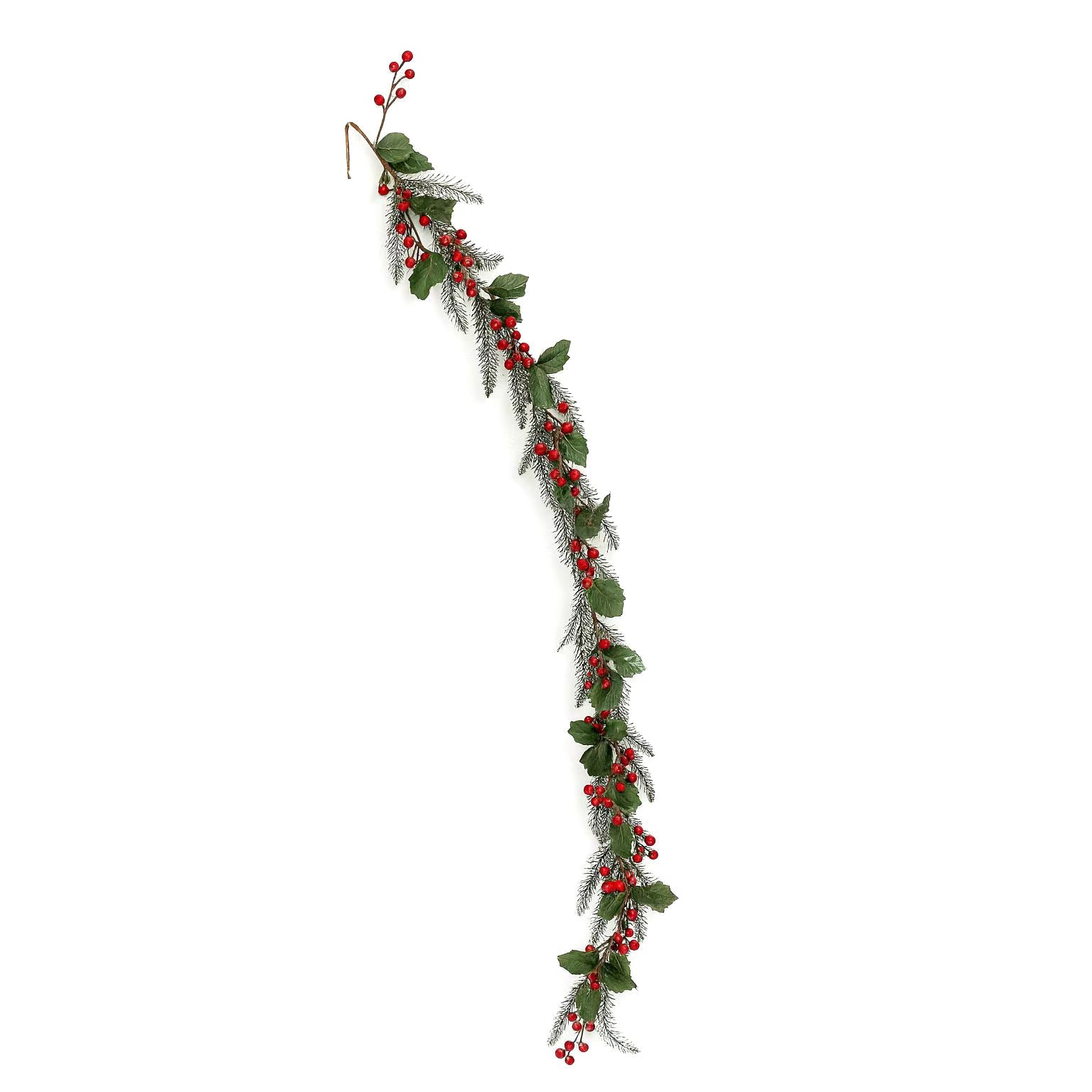 Christmas Berry & Pine Garland(1.8M): festive garland adorned with red berries and pine leaves for holiday decor.