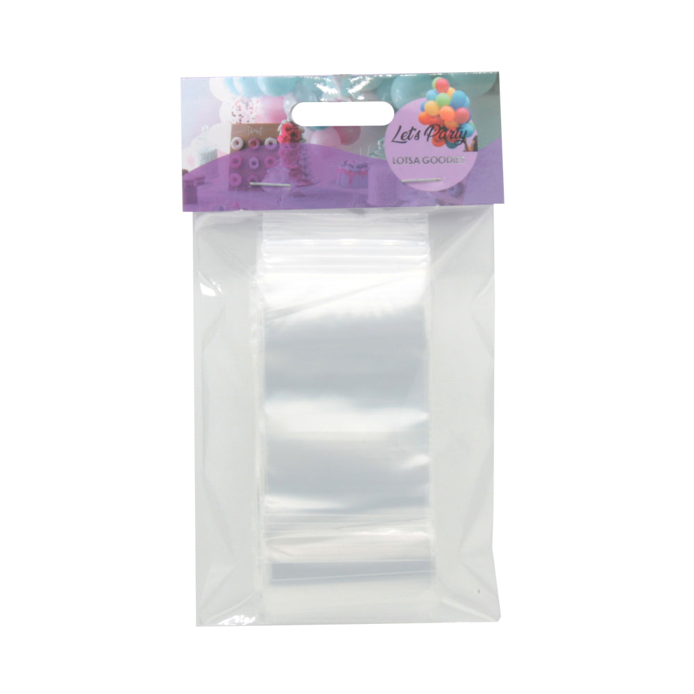 Mini Reusable Gift Bags (50pcs, 5×9cm) – Party & Candy Favors in clear plastic packaging.