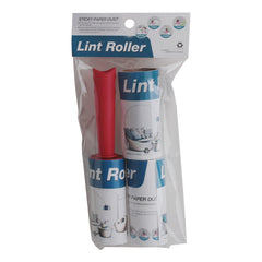 Lint Roller Set(30) packaging featuring two lint rollers and a red handle for removing dust and lint.