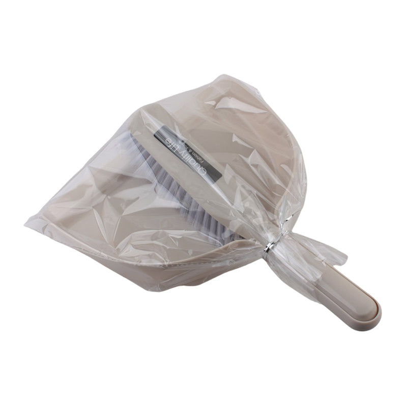 Broom Set dustpan enclosed in plastic packaging for easy storage and handling.