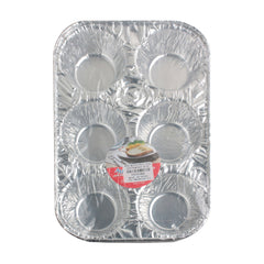 3PCS Muffin Foil Tray(25*17*3CM/4237) with six molds for baking, made of durable aluminum foil.