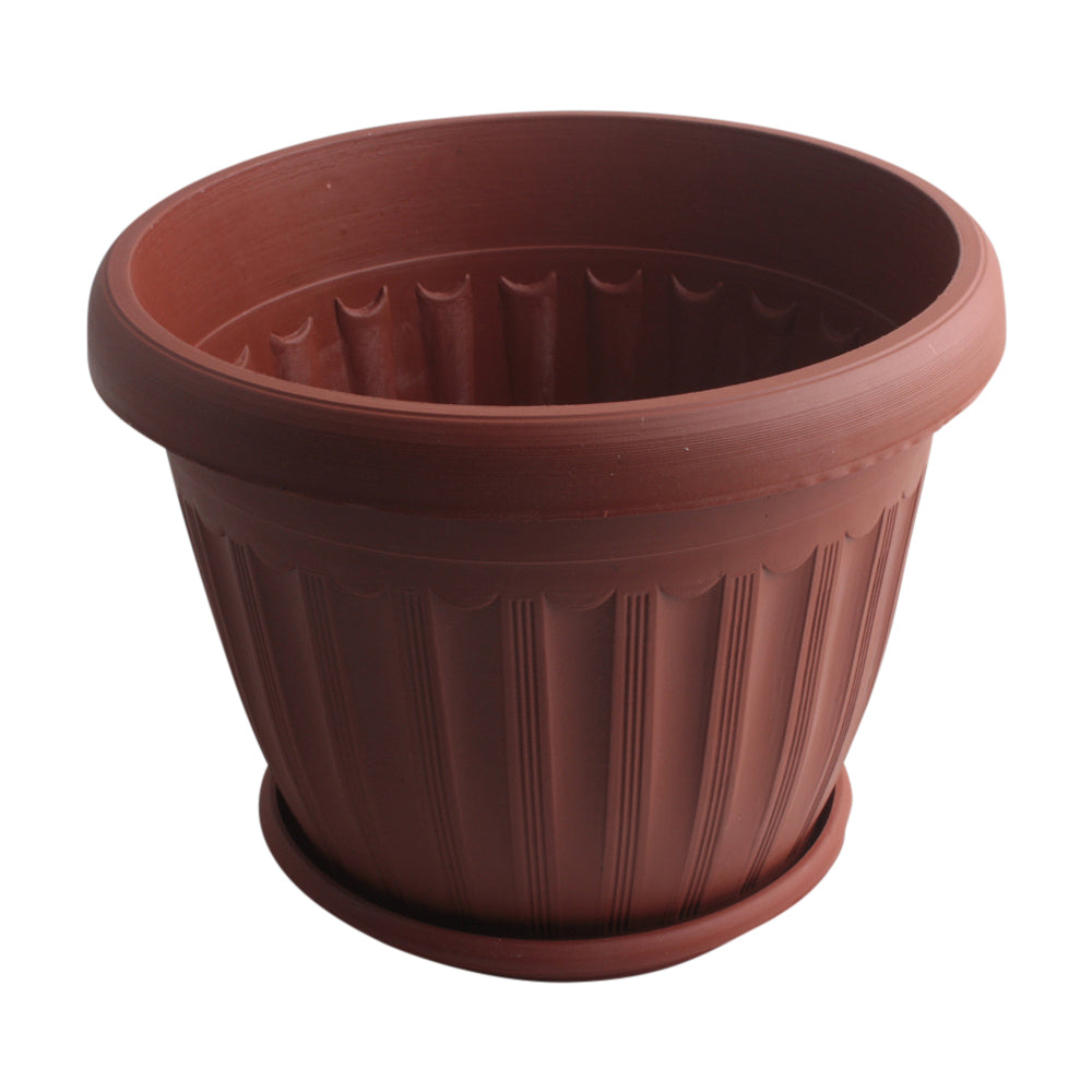 Brown Flower Pot(25*19.5CM) in terracotta color, perfect for indoor and outdoor plants.