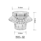Crystal Glass Candle Holder – Dual-Sided Elegant Design (40ml) dimensions with height 5.8cm and width 5.4cm.
