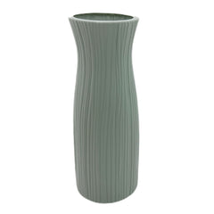 🏺 Textured Plastic Flower Vase – Pure White / Baby Pink / Mint Blue(3503) in mint blue with a vertically textured surface.