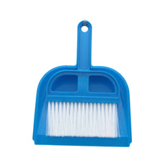 Mini Broom Set featuring a blue dustpan with soft bristles for easy cleaning.