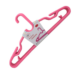 Colorful Plastic Hanger(5PCS) in bright pink showcasing its sturdy design and practical use for organizing clothes.