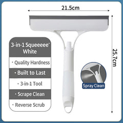 Glass Wiper with Spray featuring a sturdy 3-in-1 design for effective cleaning and scrubbing.