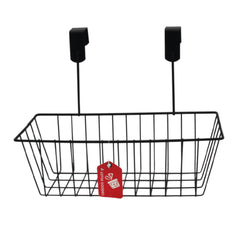 Over Door Hook Basket – Hanging Storage Organizer Rack | NZ Stock - sleek black metal storage basket with hooks