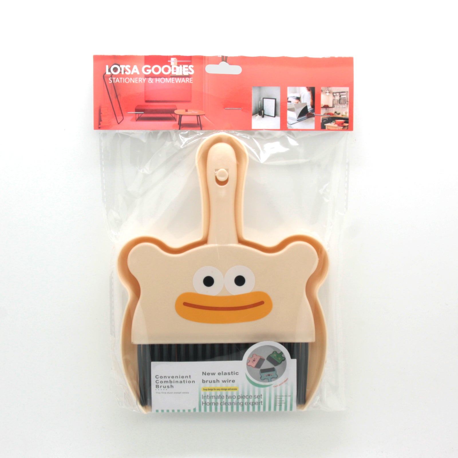 Cute Animal Dustpan and Brush in packaging with a friendly design for easy cleaning.