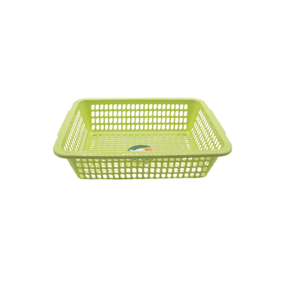 Plastic Washing Basket(30.5*22.5*7.5CM) in vibrant green for versatile laundry and organization needs.